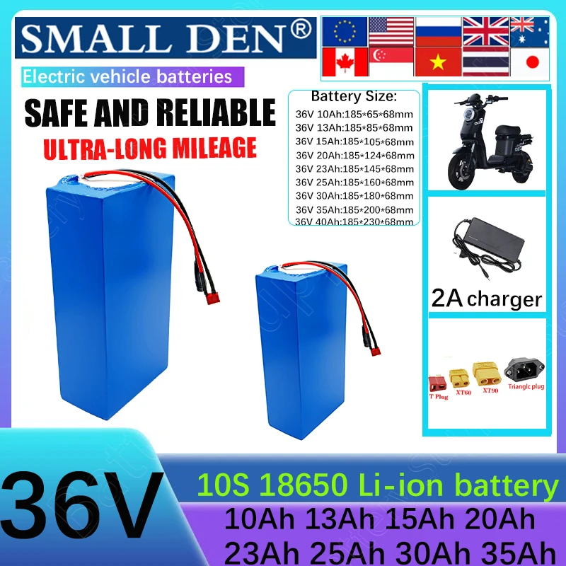36V 40Ah 35Ah 30Ah 25Ah 23Ah 20Ah 15Ah 13Ah 10Ah 18650 Lithium battery pack 1000W Suitable for various power tools +2A charger