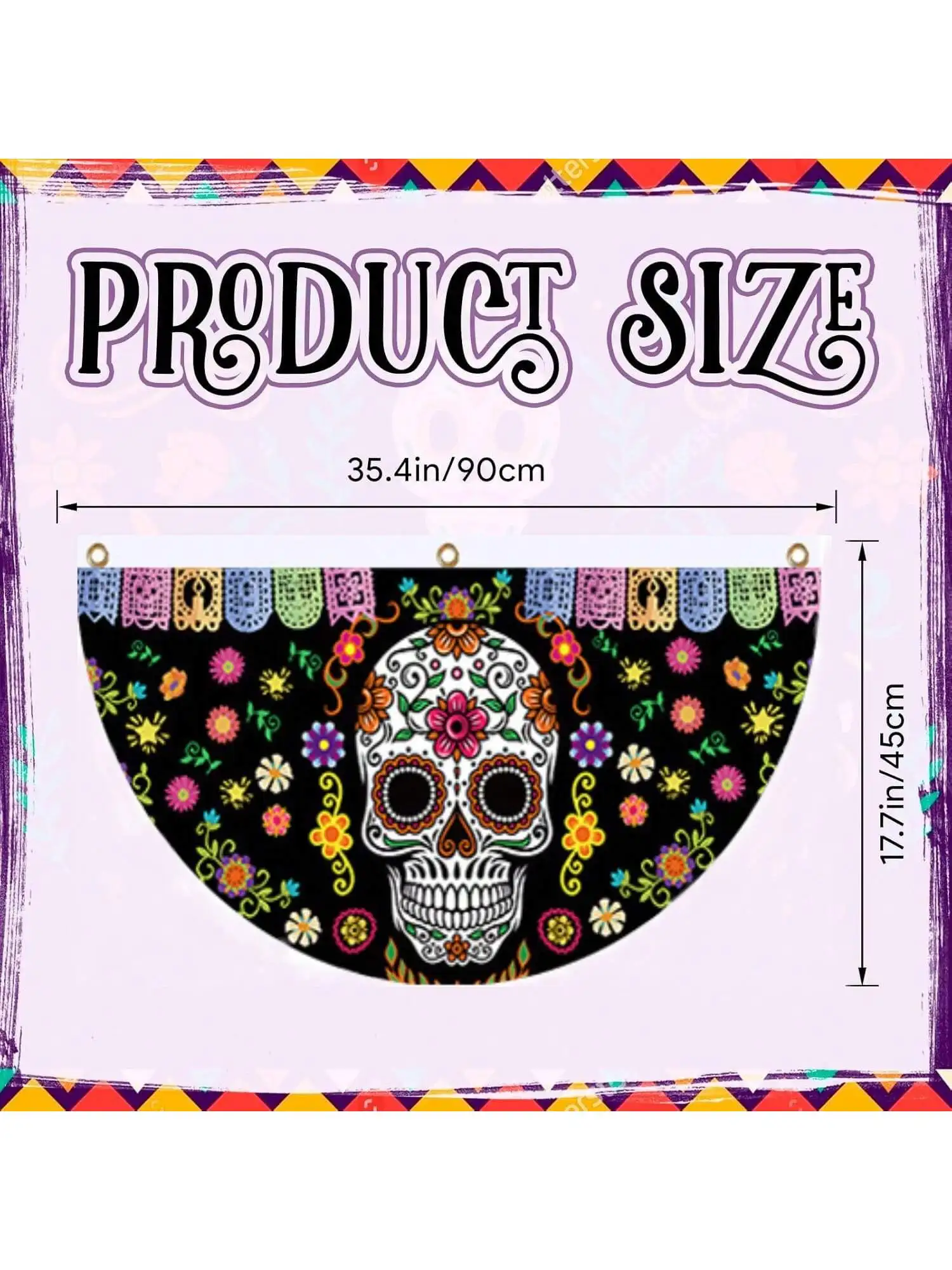 Day of the Dead Decorative Fan Flag Background Indoor Outdoor Holiday Decorative Hanging Flags