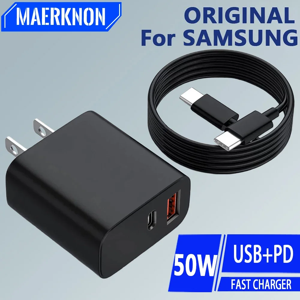 PD 50W Original USB C Charger For Samsung Galaxy S22 S23 S24 Ultra Note 20 A53 Type C Super Fast Charging Phone Charger Adapter