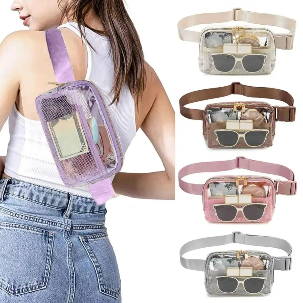 Clear Fanny Pack Belt Bag Large Capacity Water-Resistant Zipper Closure Stadium Approved Transparent Waist Bag