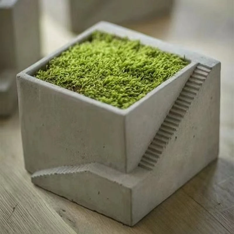 Maceta de plantas suculentas con forma de escaleras cuadradas, maceta de arcilla de cemento, molde de silicona, taza de vela de hormigón, moldes de