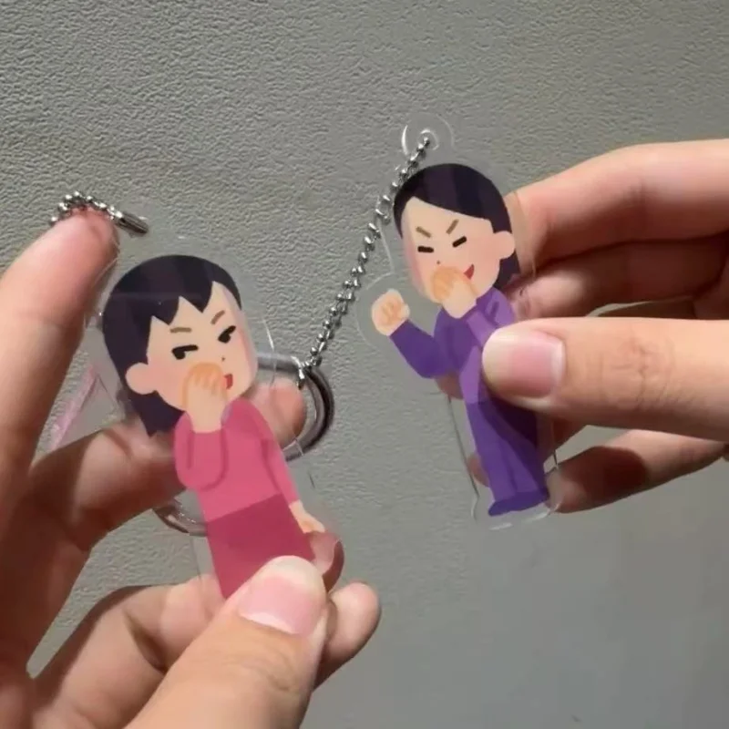 Japanese Illustration keychain Creative bag charms funny friend pendant cutecore trinkets Bag Pendant Gift Keyring Accessories