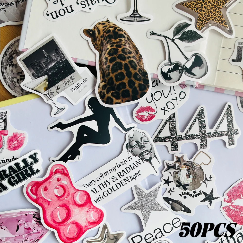 50/100 Uds. Pegatinas Plateadas de Chicas de la Suerte, Impermeables, de Dibujos Animados, para Regalo, Decoración, Álbum de Recortes, Laptop, Equipaje, Taza, Funda de Teléfono, Calcomanía DIY