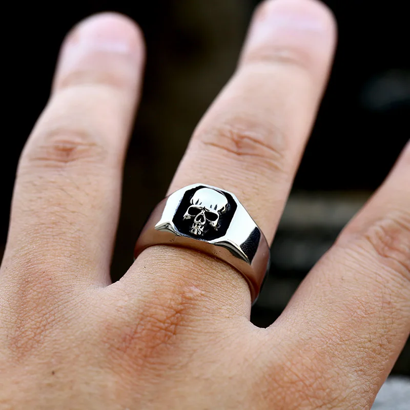 BEIER 2022 New Stainless Steel Skeleton Skull Ring For Men Punk Rock Gothic Punk Metal Rock Biker Jewelry Accessories Wholesale