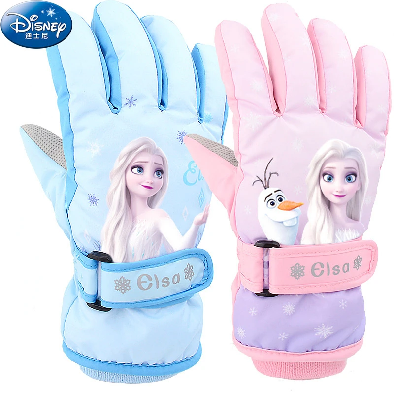 

Disney Children's Ski Gloves Girls' Winter Warmth Princess Waterproof and Windproof Riding Snow Thickened Plucked Christmas Gift