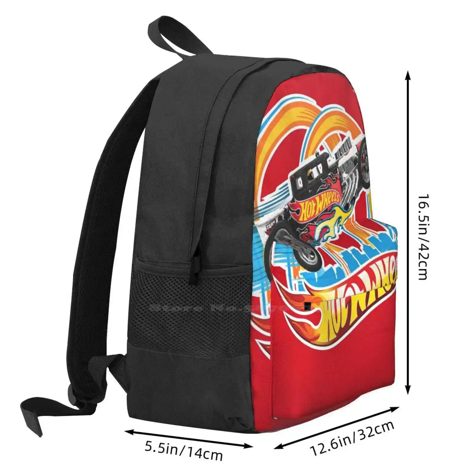 Mochila a la moda para niños, bolsa con diseño de los coches de las ruedas calientes, coches de carreras, Stickera de arte, Fanart, rueda de fuego, gran oferta