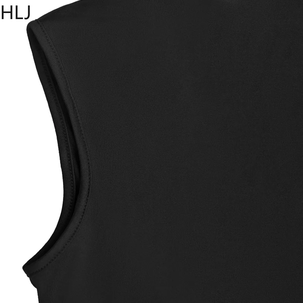 فساتين طويلة مثيرة مكشكشة من HLJ فساتين طويلة للنساء بياقة مدورة لؤلؤية بدون أكمام فستان ماكسي بطيات ملابس خروج نسائية