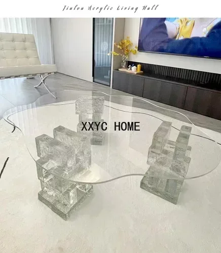 LM Acrylic Cloud Desktop Colorful Niche Coffee Table Crystal Glass Side  Small Apartment Bar