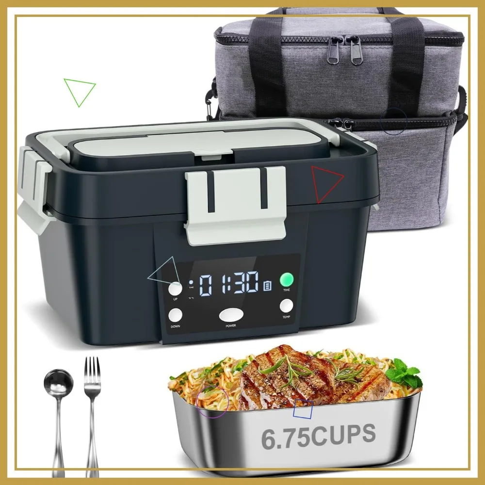 

Portable Self-Heating Lunch Box with Smart Timer, 1.6L Capacity, Leak-Proof Design for On-the-Go Meals