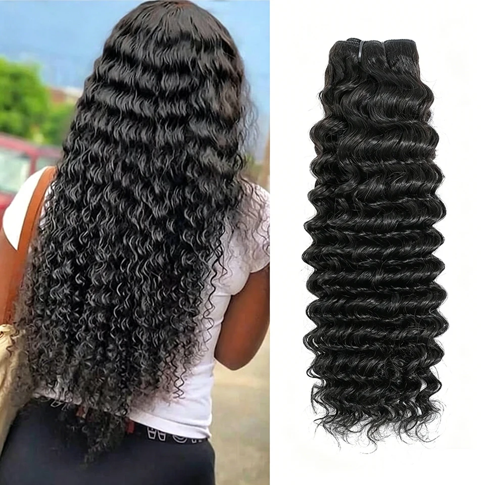 12A Deep Wave Human Hair Bundles Brazilian Human Hair Bundles Unprocessed Raw Double Weft Virgin Human Hair Extensions Natural Color Weaves Bundles Deals For Women Daily Use Birthday Holiday Gift Kpop Popular Hairstyles