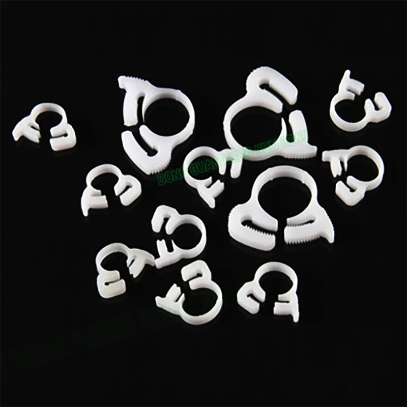 5PC Hose Clamp Spring Hoops 3.8~39.5mm Fuel Air Tube Fitting Fastener Fixed Tool Plastic Line Water Pipe Strong Clip Black White