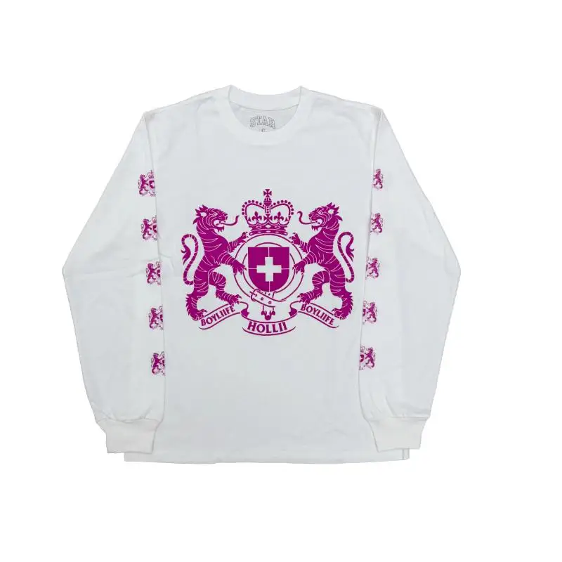 New Men 2hollis White Tour Star Print T Shirts T-Shirt Long sleeves Hip Hop Skateboard Street Cotton T-Shirts Tee Top F