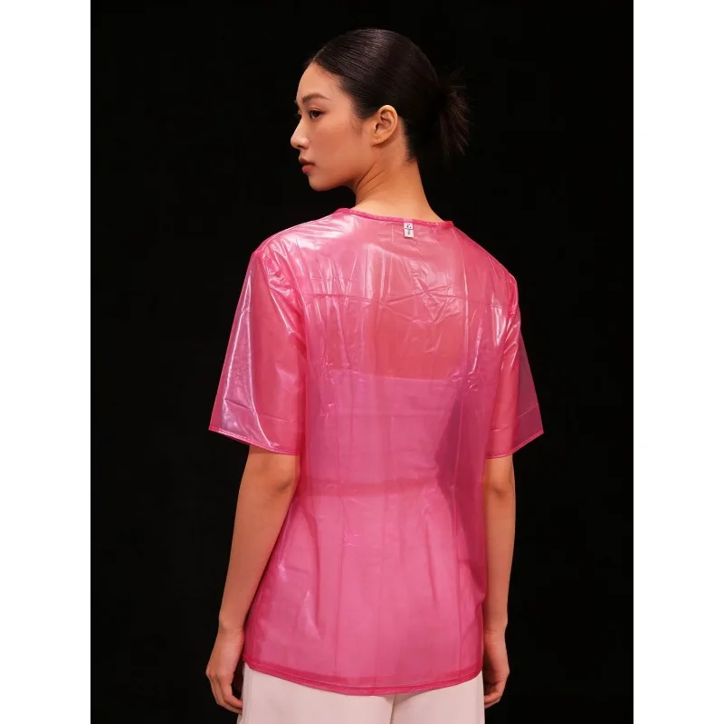 Sedefli Pembe Plastik Pijama Tpu Kısa Kollu Set Şeffaf Parlak Bebekler İçin Ev Giysisi İnternet Ünlüleriyle Aynı