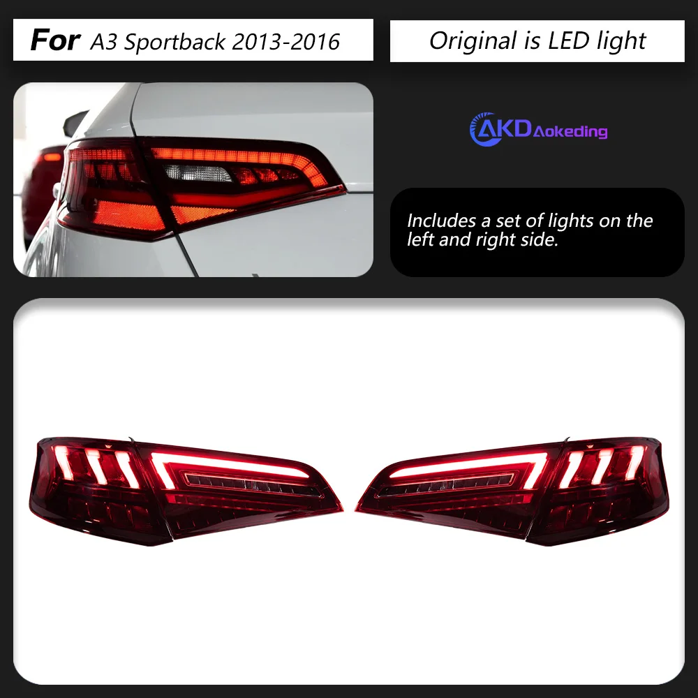 車のライトアウディ A3 スポーツバック 8V 2013-2016 LED 自動テール