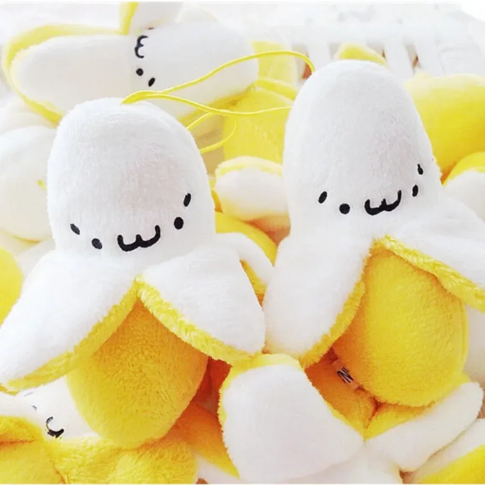 1PC kreatywny kształt banana pluszowe lalki wisiorek Kawaii brelok kobiety dziewczęta miękkie nadziewane zabawki dekoracja torebki prezent urodzinowy dla dzieci