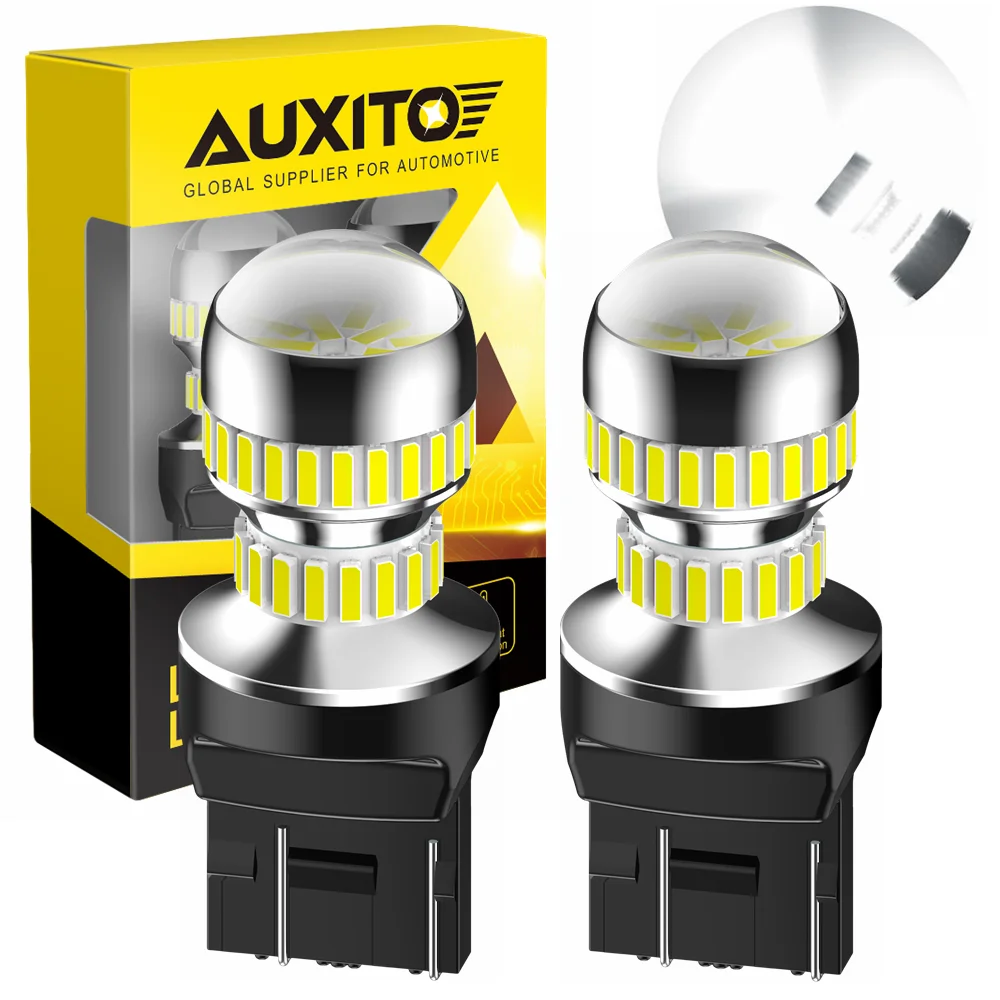 AUXITO 2X T20 W21/5W 7443 7440 W21W LED Bulb DRL Canbus Error Free 6000K White Super Bright Car Parking Daytime Running Lights