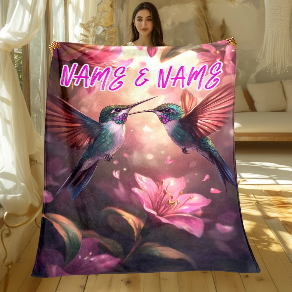 1 piece custom named Woodpecker flannel blanket - soft polyester fiber, machine washable, coarse knit all season