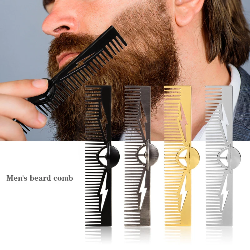 Peigne à cheveux huileux pour hommes, barbe, moustaches, dents fines, poignée, nœuds à la ligne, soin de la barbe, peigne de toilettage