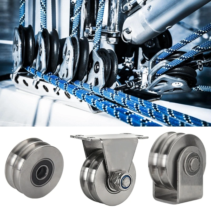 Double Grooves Cable Fixed Pulley Block,Cable Pulley Wheel Duplex Bearing for Heavy Duty Mechanical Systems M4YD