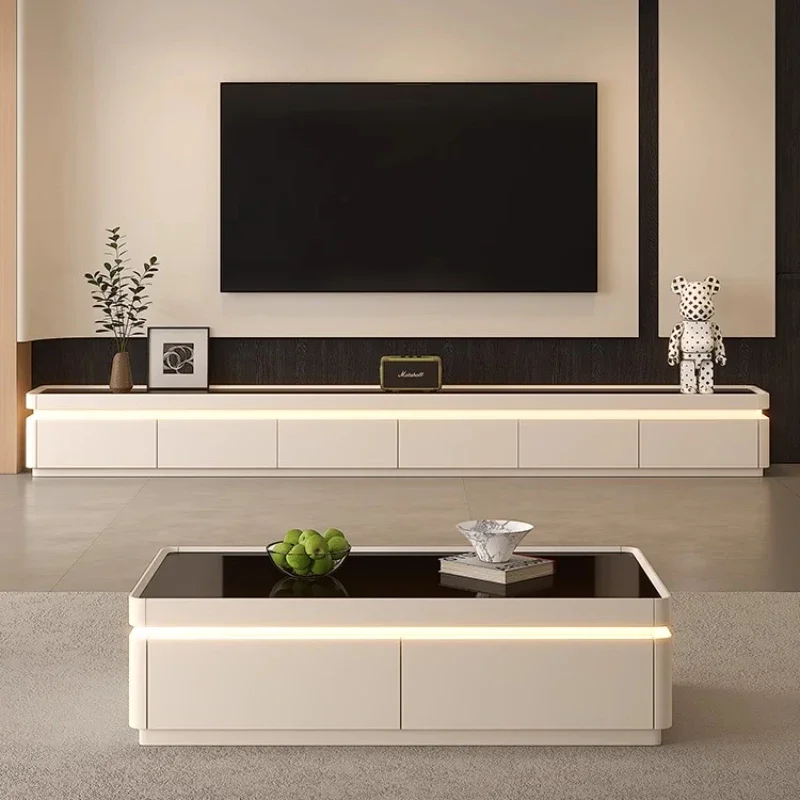 

Tv Cabinet Modern Nordic Style Solid Wood Cream Paint Tv Stand Table Coffee Tables Living Room Furniture Glass Countertop
