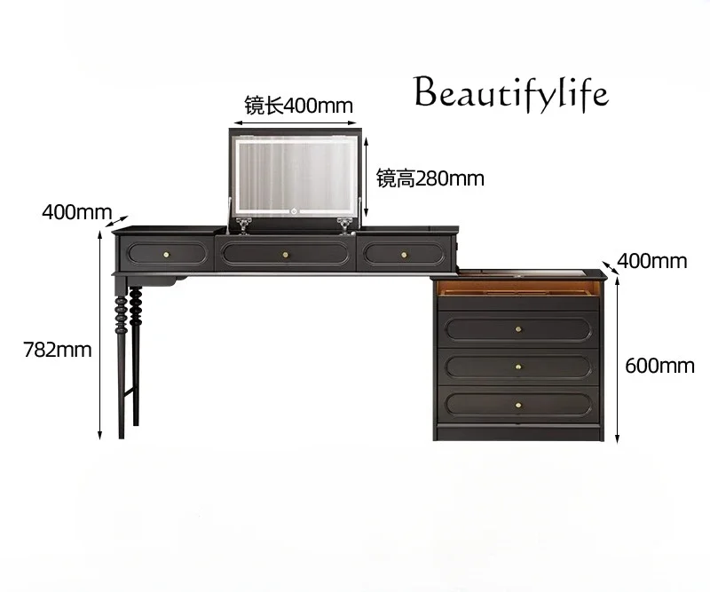 

Italian minimalist dresser integrated storage bedroom premium bedside locker flip top makeup table