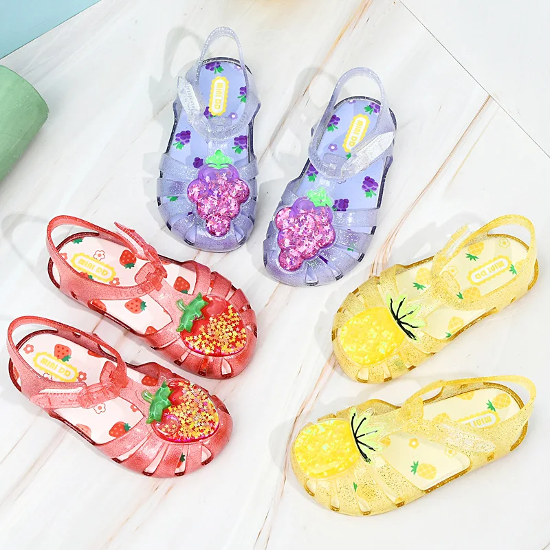 Cute Shell 2024 New Girls Jelly Sandals Children Shoes Baby Sandals Non-slip Girls Beach Sandals