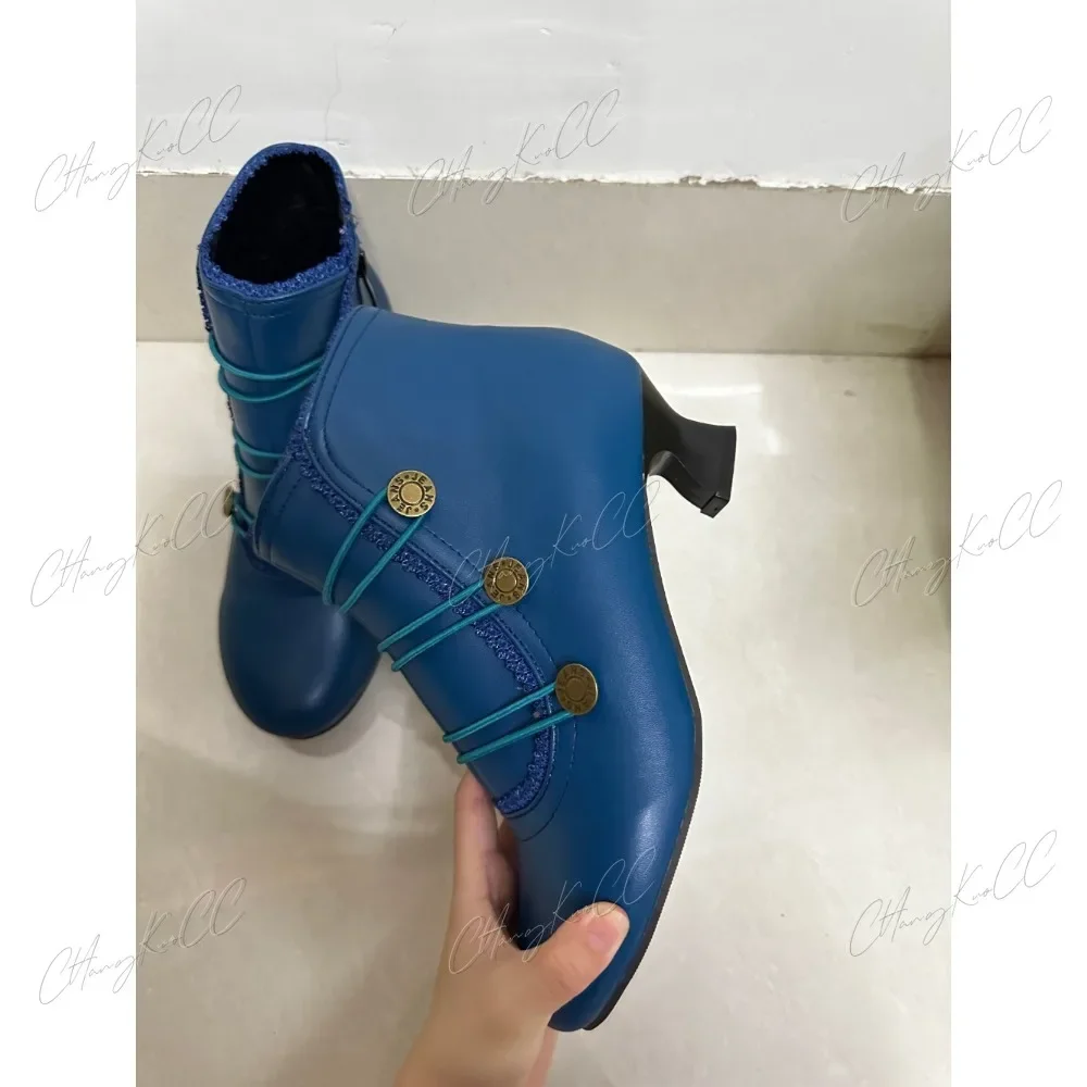Vrouwen Middeleeuwse Steampunk Lederen Schoenen Dikke Hak Booties Cosplay Halloween Gothic Gothic Punk Retro Anime Laarzen Fiesta Wizard