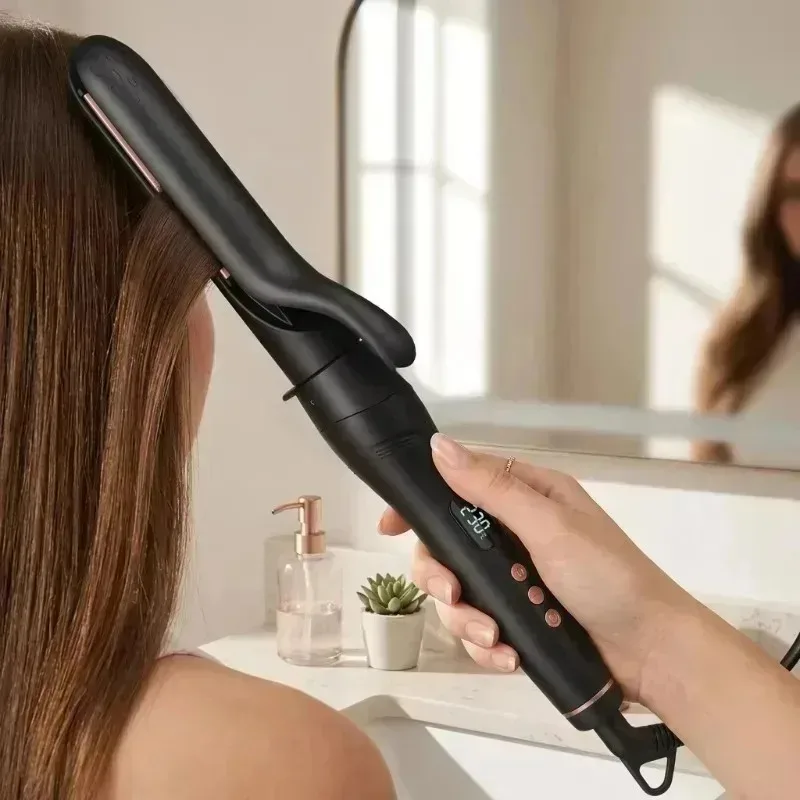 5 In 1 Ceramic Curling Wand Interchangeable Barrel PTC Fast Heating Straightener Equipped LCD Screen