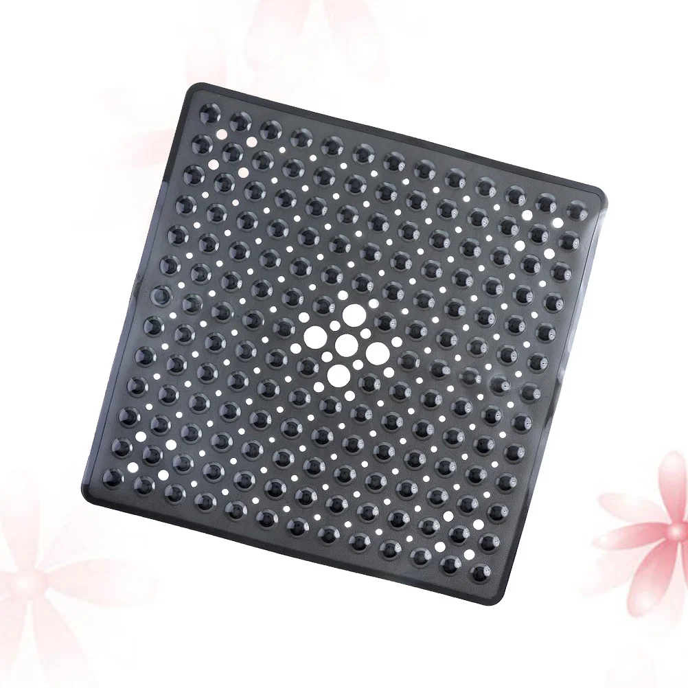 

53X53Cm Non-Slip Floor Mat Square Bathroom Rug Suction Design Shower Bath Pad For Home Door Living Room Black