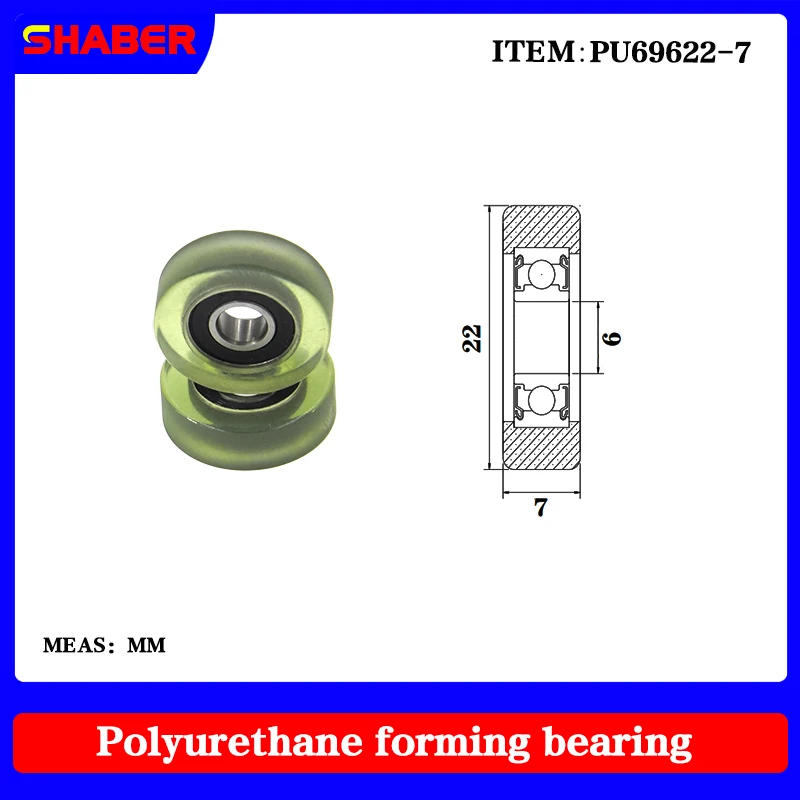 

【SHABER】Factory supply polyurethane formed bearing PU69622-7 glue coated bearing pulley guide wheel