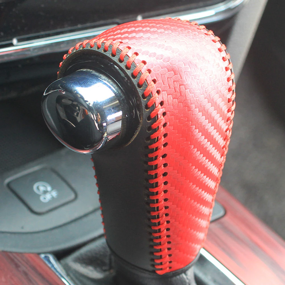 Leather Car Gear Head Shift Knob Cover Fit for Honda CRV CR-V 2017 2018 2019 2020 2021 Gear Shift Collars Accessories