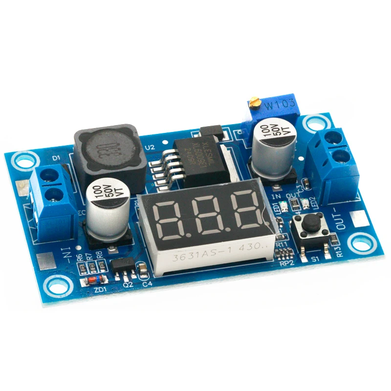 DC-DC XL6009 디지털 부스트 스텝 업 전원 공급 장치 모듈 조정 가능한 4.5-32V ~ 5-52V 스텝 업 전압 조정기 (LED 전압계 포함)