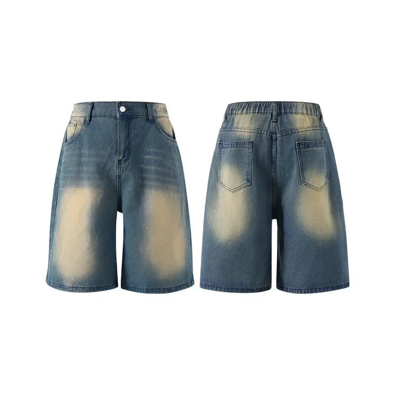 

Ретро джинсы унисекс с широкими штанинами и пятиточечным кроем, летние, тонкие, с эффектом потертости, из смесового хлопка и полиэстера