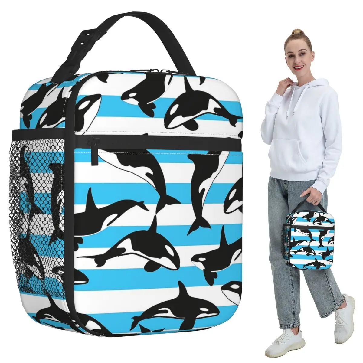 

Orca Killer Whale Insulated Lunch Bag for Women Office Cooler Thermal Food Box Tote Portable Lunch Boxes Container