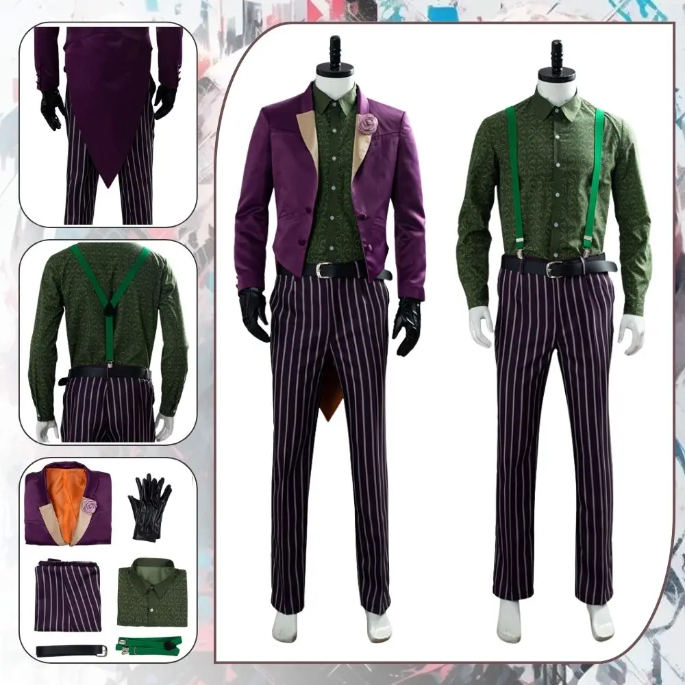 

Mortal Kombat 11 Joker Cosplay Fantasia Costume Disguise for Adult Men Uniform Jacket Pants Shirt Outfit Halloween Party Clothes