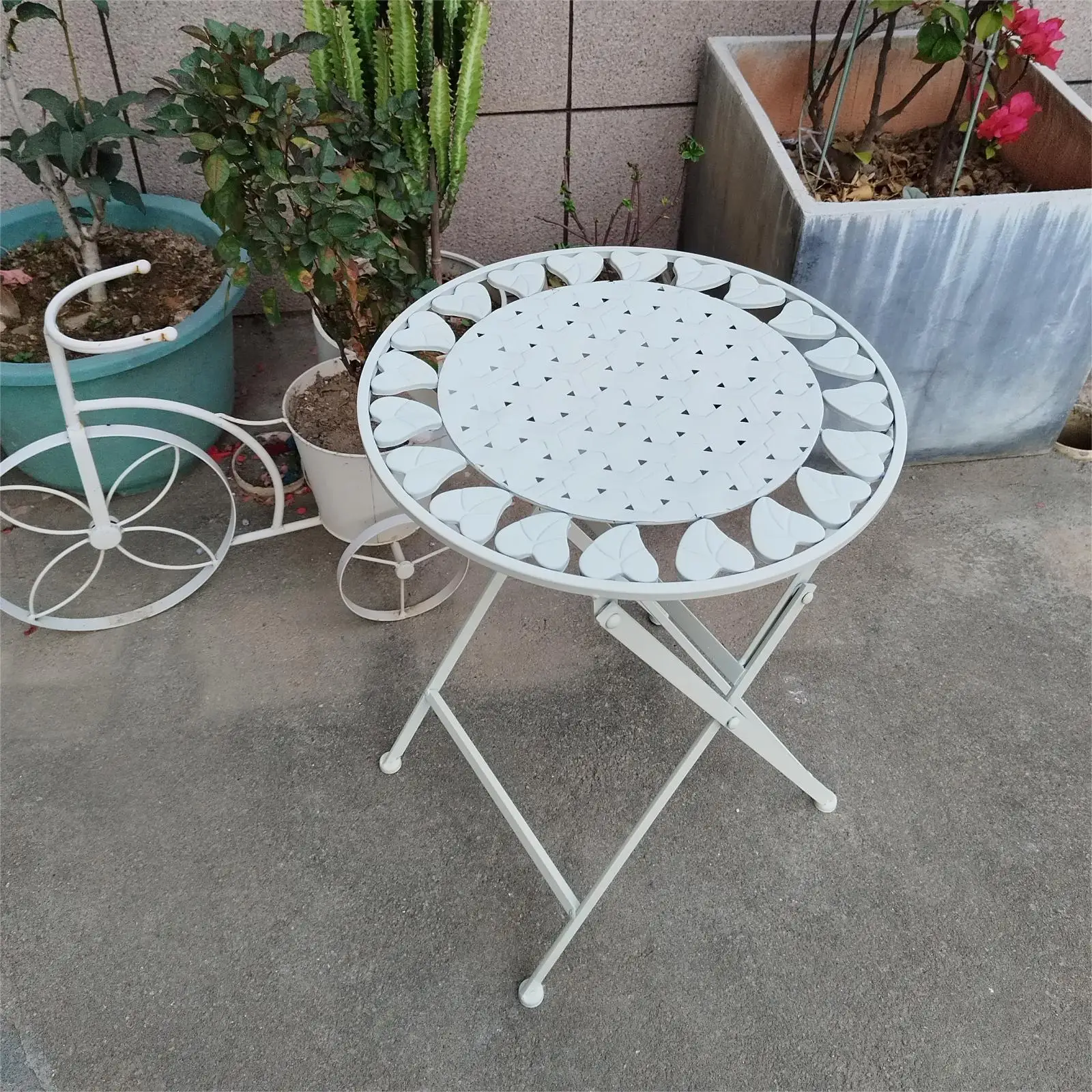 European-style wrought iron flower stand, simple flower pot stand, folding small round table flower stand