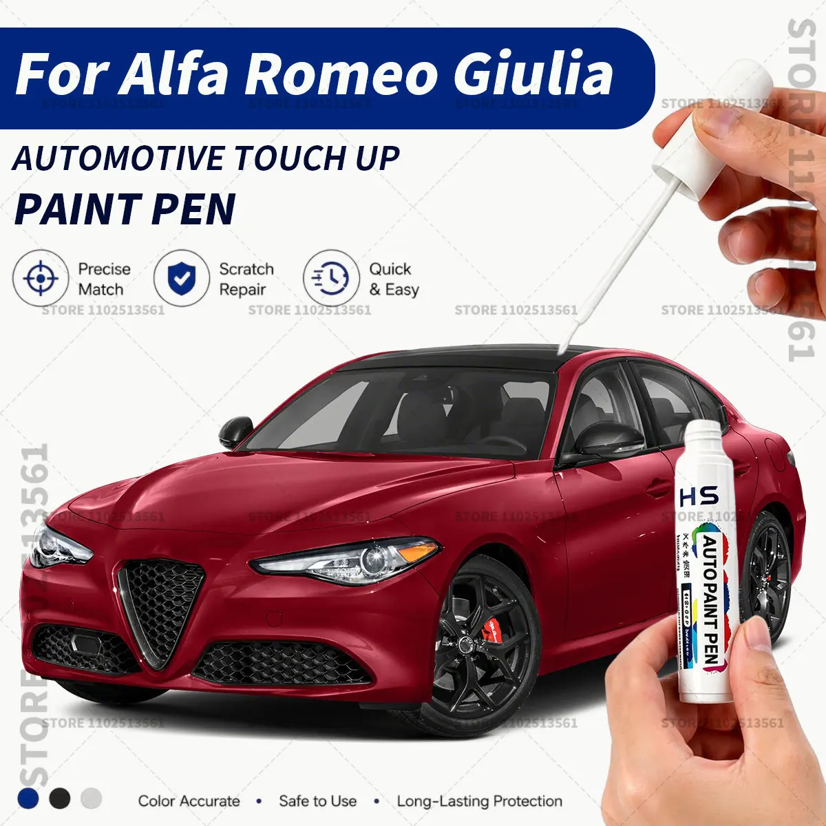 Bolígrafo de pintura para retoques de coche, reparación de arañazos profundos, pincel de pintura para coche, para ALFA ROMEO GIULIA, Alfa blanco, Vulcano negro, azul anodizado, rojo