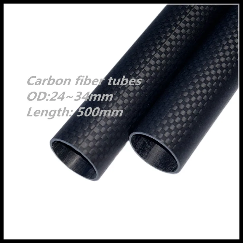 

2pcs 3k Carbon Fiber Tube 24mm 25mm 26mm 27mm 28mm 29mm 30mm 30mm 32mm 34mmX500mm Roll Wrapped Pipe Light Weight High Strength