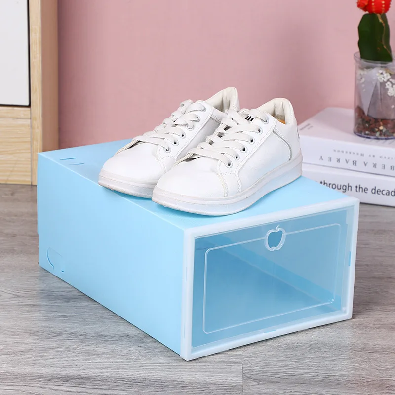 Transparent Household Shoe Box PP Plastic Storage Case Foldable Thickened Shoes Organizer Dust Proof Shoe Box Free Assembled