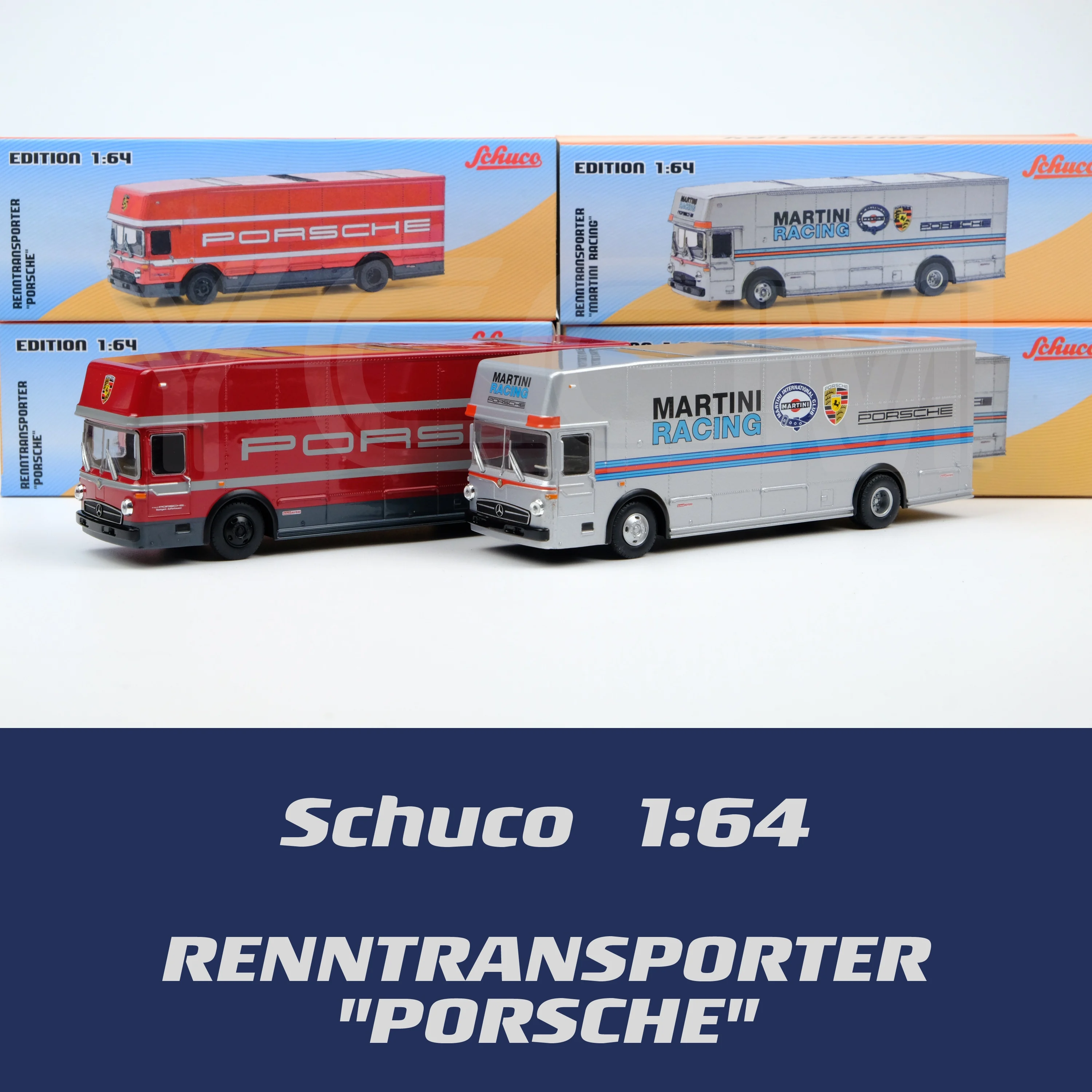 Schuco EDITION 1:64 rwb Shukmartini trailer red sliver martini racing Collection die cast alloy car model decoration gift