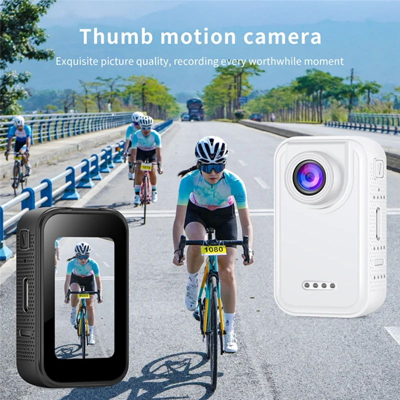CJSD-Mini cámara de pulgar 2K con montaje en motocicleta con pantalla HD de 1,47 ", para grabadora de vídeo de viaje en bicicleta deportiva al aire libre, color blanco
