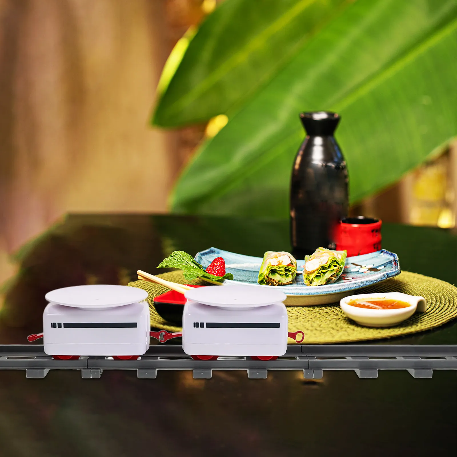 

1Set Rotating Electric Food Train Track Battery Powered Japanese Sashimi Serving Conveyor Belt for Kids Creative