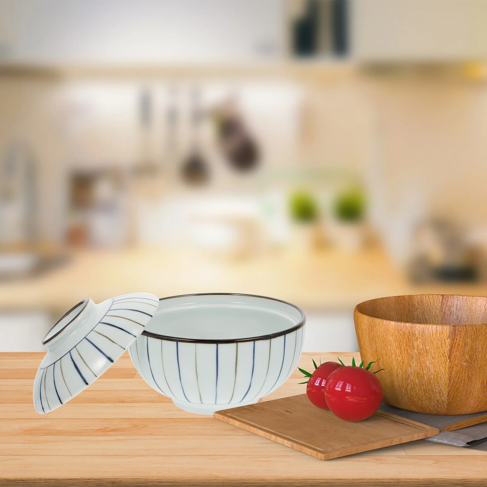 

1Pcs Ceramic Bowl Covered High Quality Rice Soup Noodle Salad Serving Bowl for Home Kitchen Use Ceramic Tableware