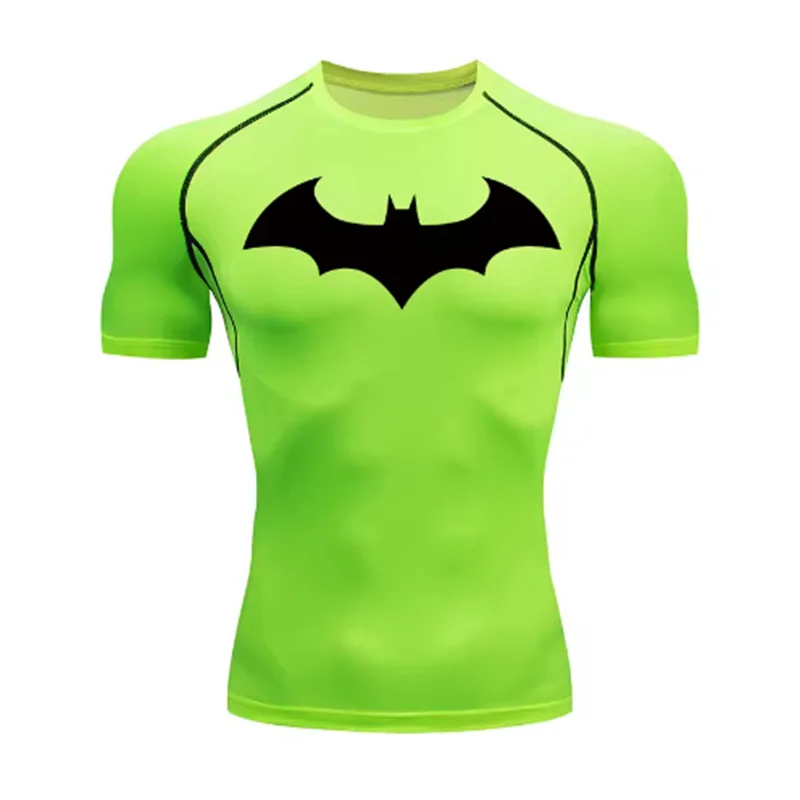 Fledermaus-Grafik-Kompressionshemden für Herren, kurzärmelig, Rashguard, Fitnessstudio, Workout, Laufen, T-Shirt, Sommer, sportlich, schnell trocknend, T-Shirts