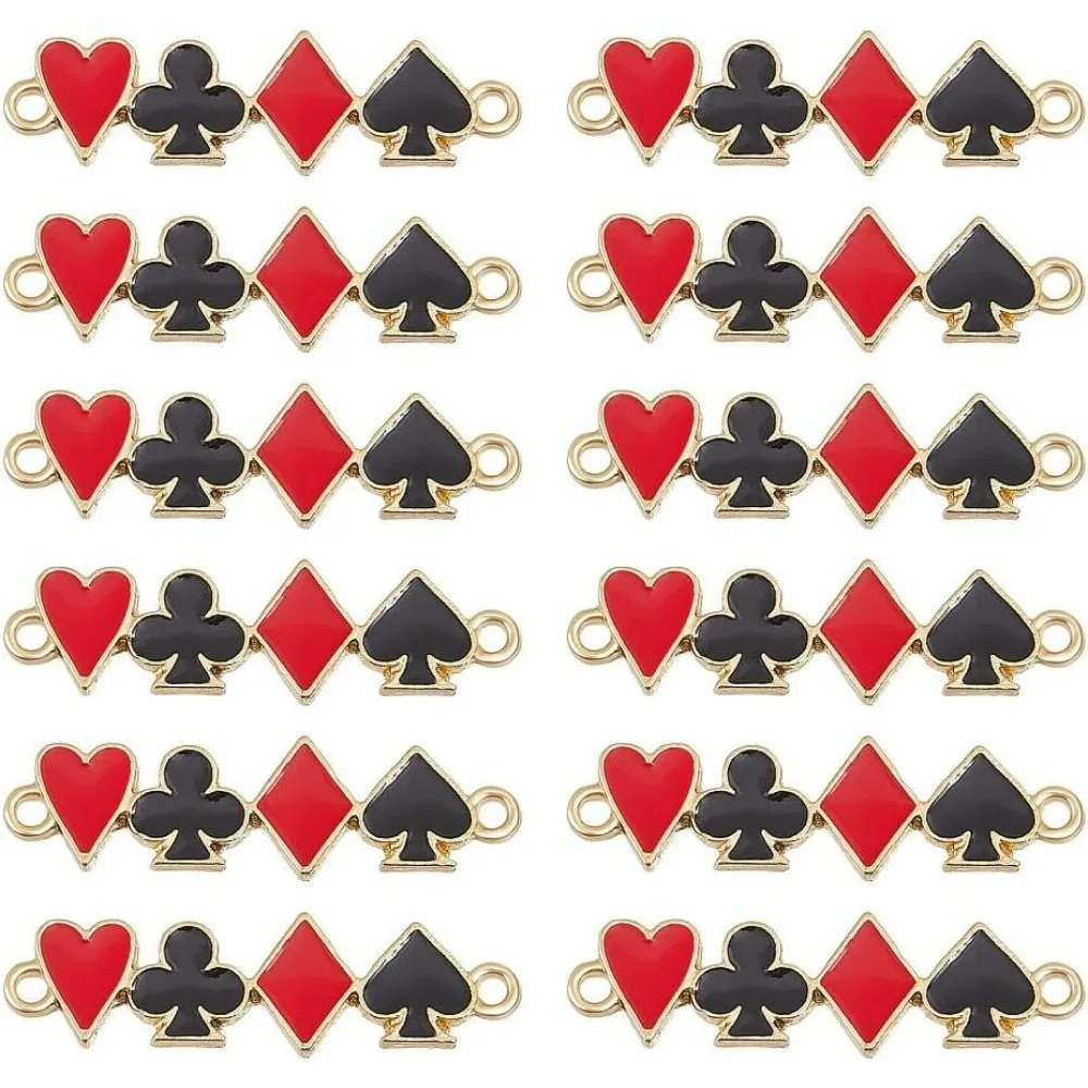 Playing Card Sign Links Alloy Enamel Connector Charms Poker Connector for DIY Necklace Bracelet Earring Jewelry Making