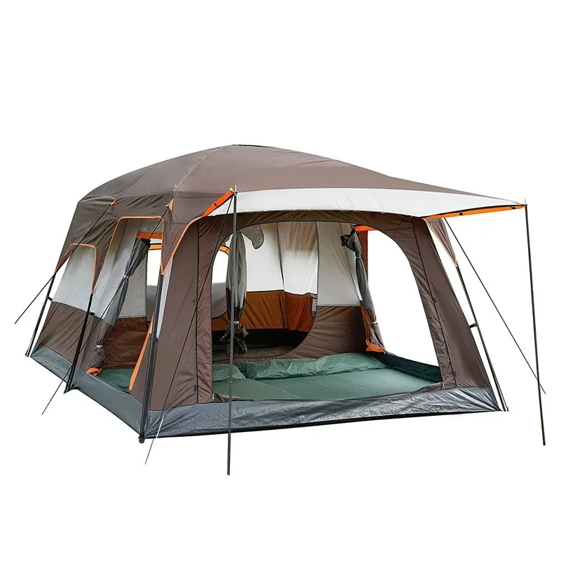 Two Rooms And One 8 People Outdoor Hall High Quality Outdoor Big Cabin Family Camping Tent