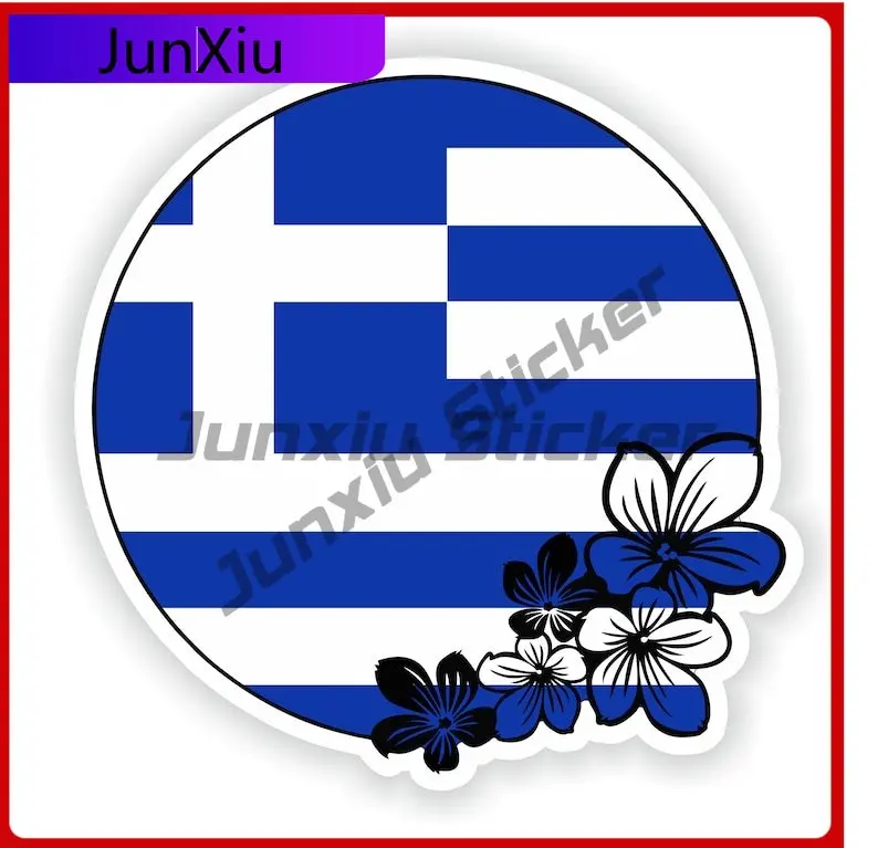 

Greece Round Flag Flower Sticker Camping Car Decoration Styles V125 Motorcycle Suv Bumper Stickers Enduro Decals For Suv Camper