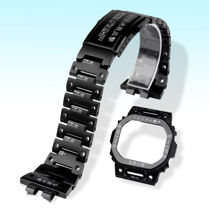 

Mecha Warrior Bezel Strap For Casio DW5600 GW-B5600 GWM-B5000 Men Modified Watch Band Case Mecha Metal Stainless Steel Wristband