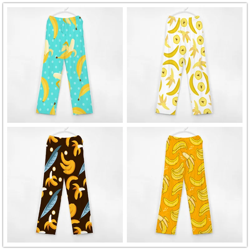 Banana Pattern Pajama Pants Mens Womens Lounge Pants Super Soft Unisex Sleep Pajama Bottoms with Pockets Drawstring