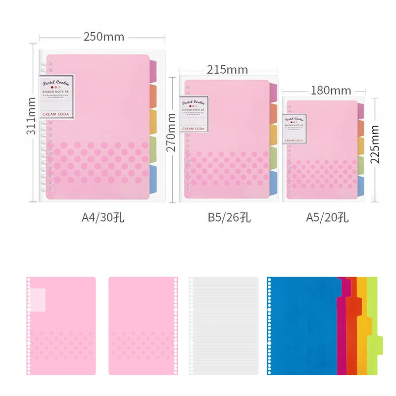 Kokuyo-マカロンノートブックブック,ルーズリーフ,a4/a5/b5ノートブックダイアリープラン,事務用品,ジャーナルバインダー,文房具